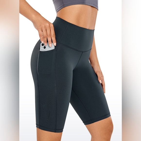 Yoga Shorts with Pockets - Dark Green - Picture 3 of 8